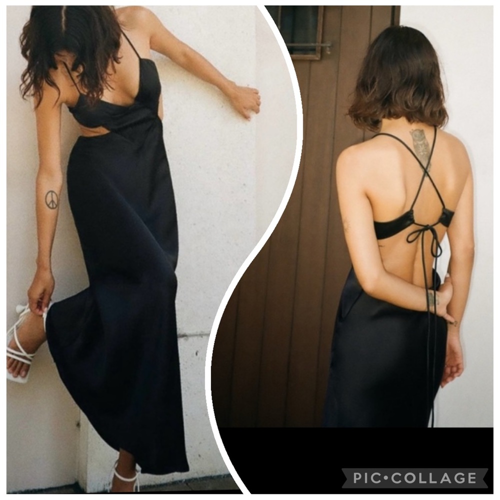 ZARA SATIN DRESS WITH CUT-OUT DETAIL